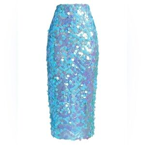 Bronx and Banco Blue Sequin Midi Skirt